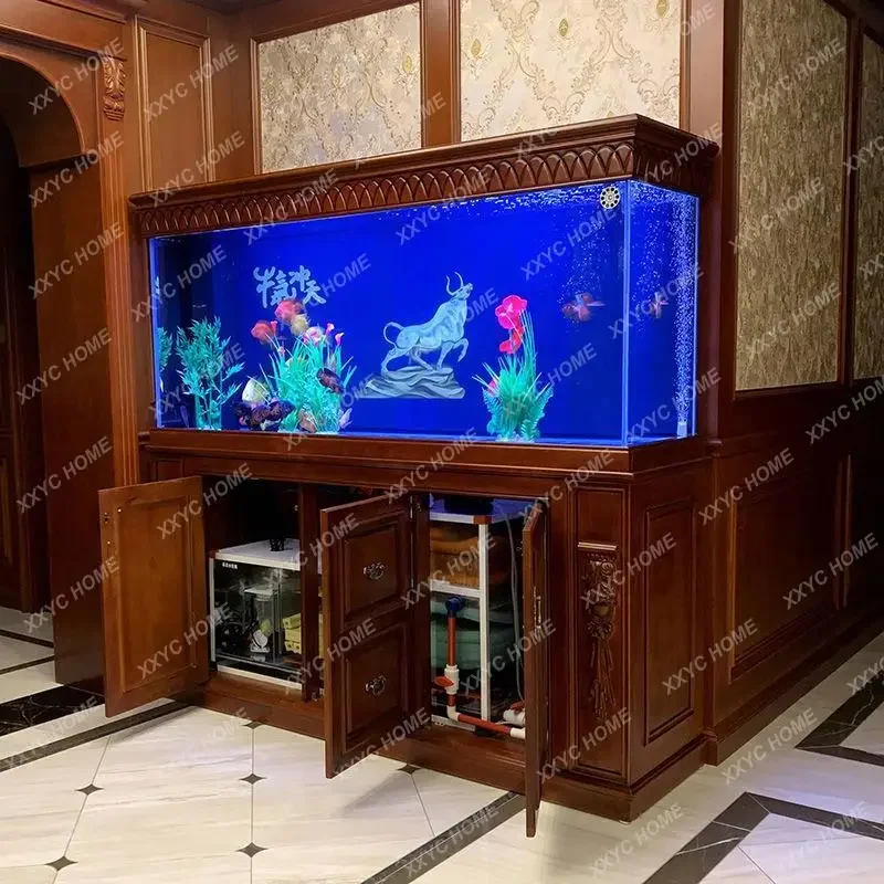 

Solid Wood Bottom Filter Change Water Living Room Screen Large Automatic Ecological Arowana Fish Tank