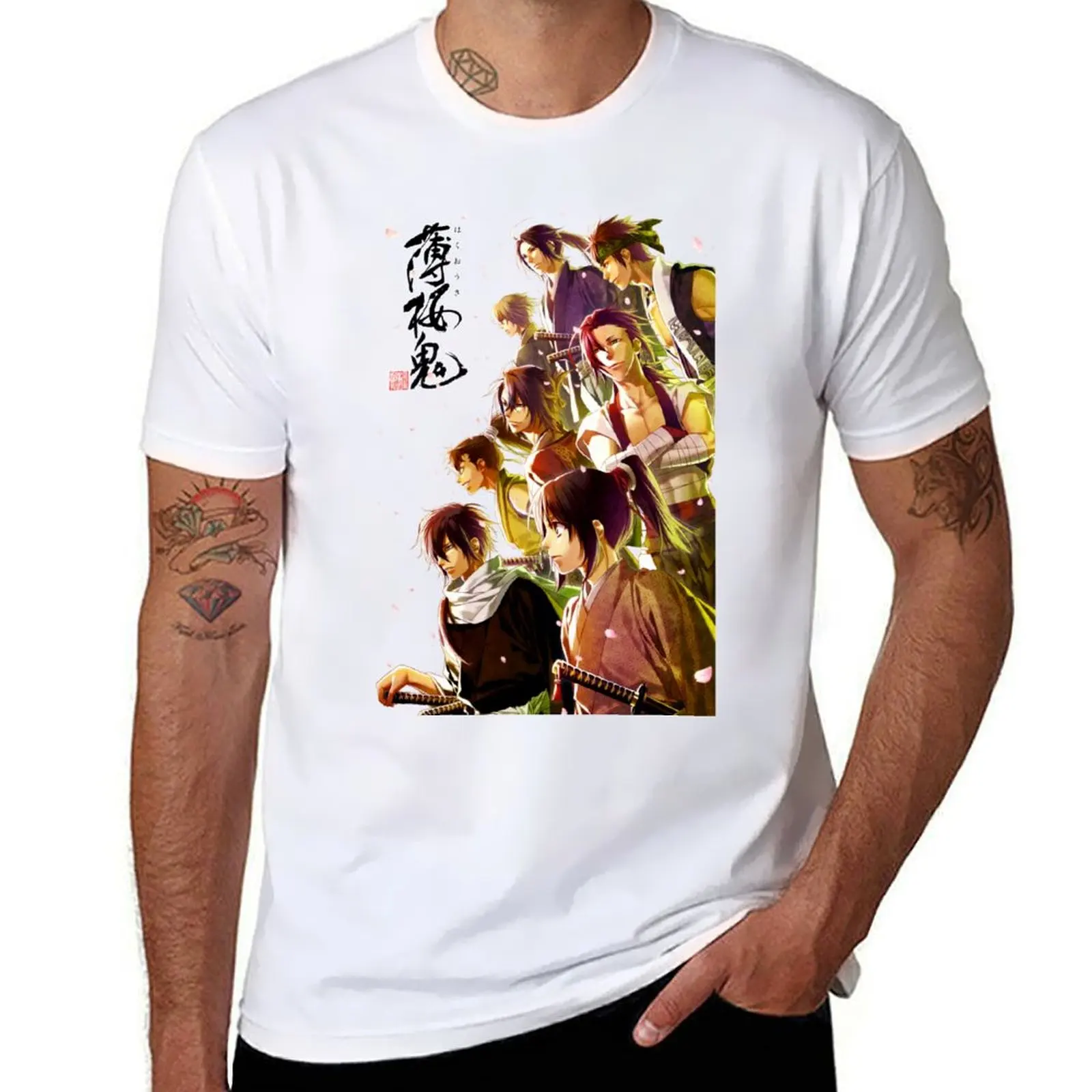 Специальная футболка Hakuouki, футболки из 100% хлопка для мужчин, футболки с рисунком автомобилей