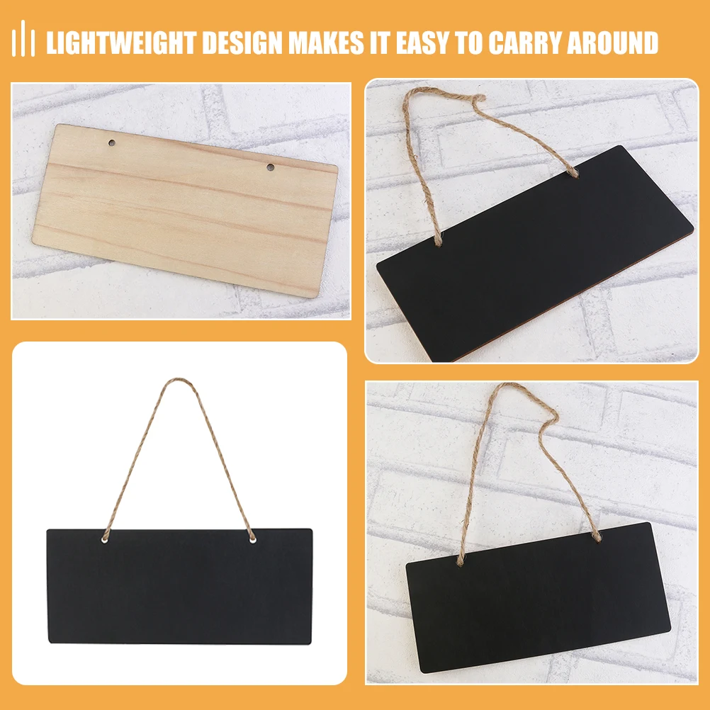 Small Blackboard Craft Wood Sign Mini Chalkboard Hemp Rope Hanging Tags Label Double-sided Use Message Signs