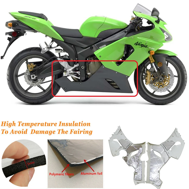 

For Kawasaki NINJA ZX-6R 636 2005-2006 Heat Shield Fairing Melting Protection Pre-Cut Insulation Sponge