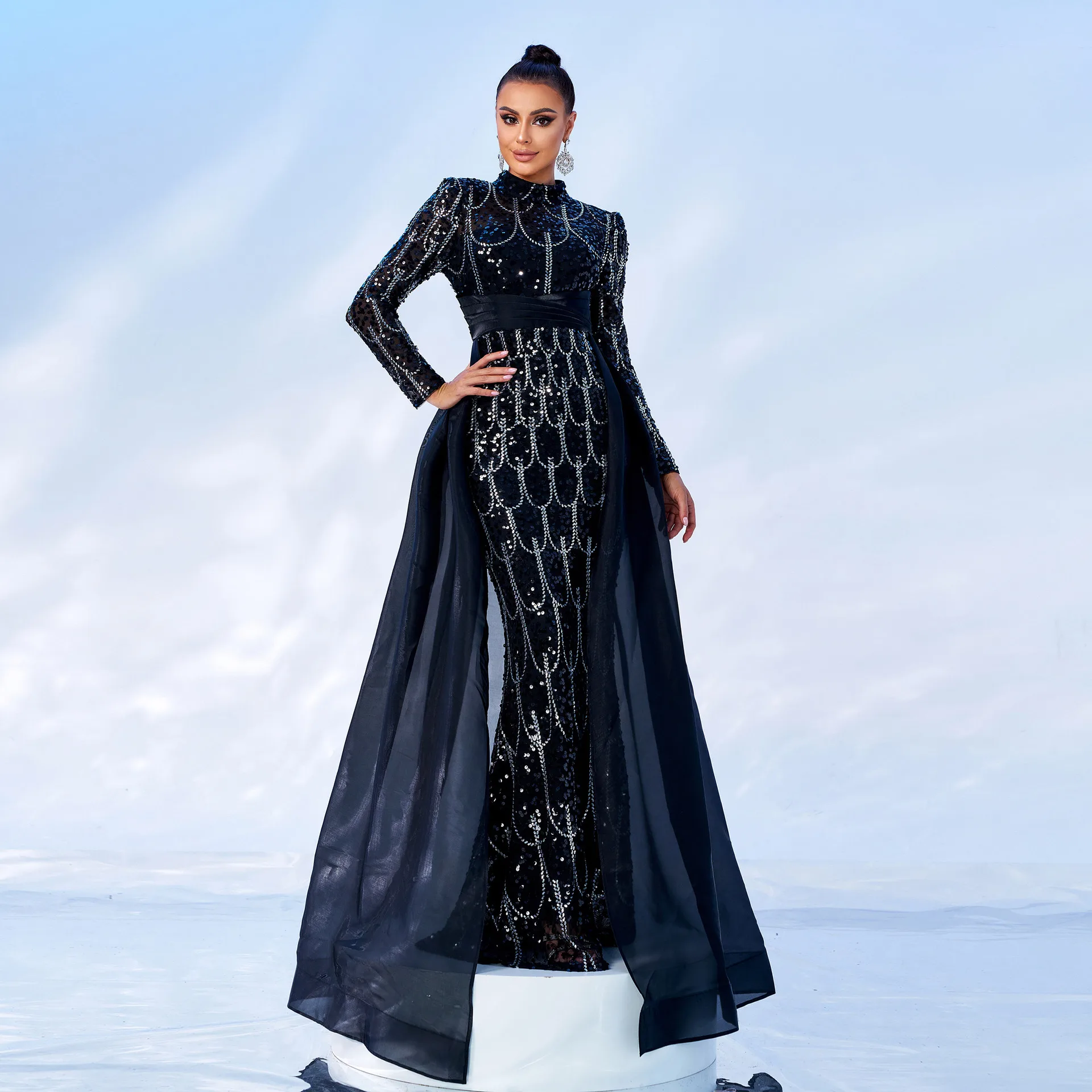 Ele Long Sve round Ne Long Evening Gown Fi Tail Wedding Dr Maids of  Dr Women's Faion Polyester