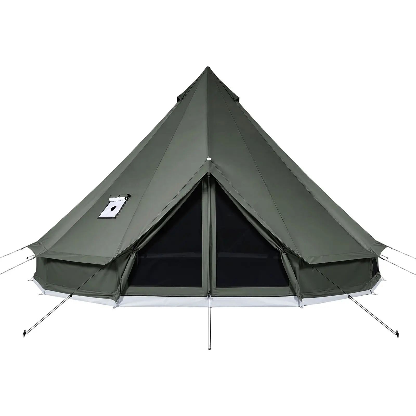 Canvas Bell Tent, 4 Seasons 16.4 ft Yurt Tent for Camping with Stove Jack, Canvas Breathable Holds up to 7 People with Zipped Detachable Floor, for Family Camping Glamping Outdoor Hunting Party