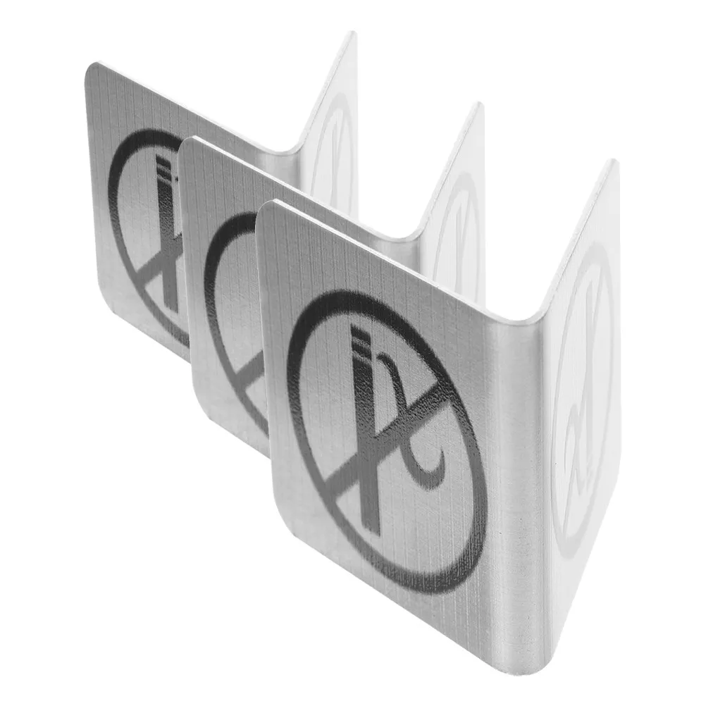 3Pcs Stainless Steel No Smoking Table Sign Double-Sided Sleek Modern Design for Restaurants Hotels Offices Homes Indoor