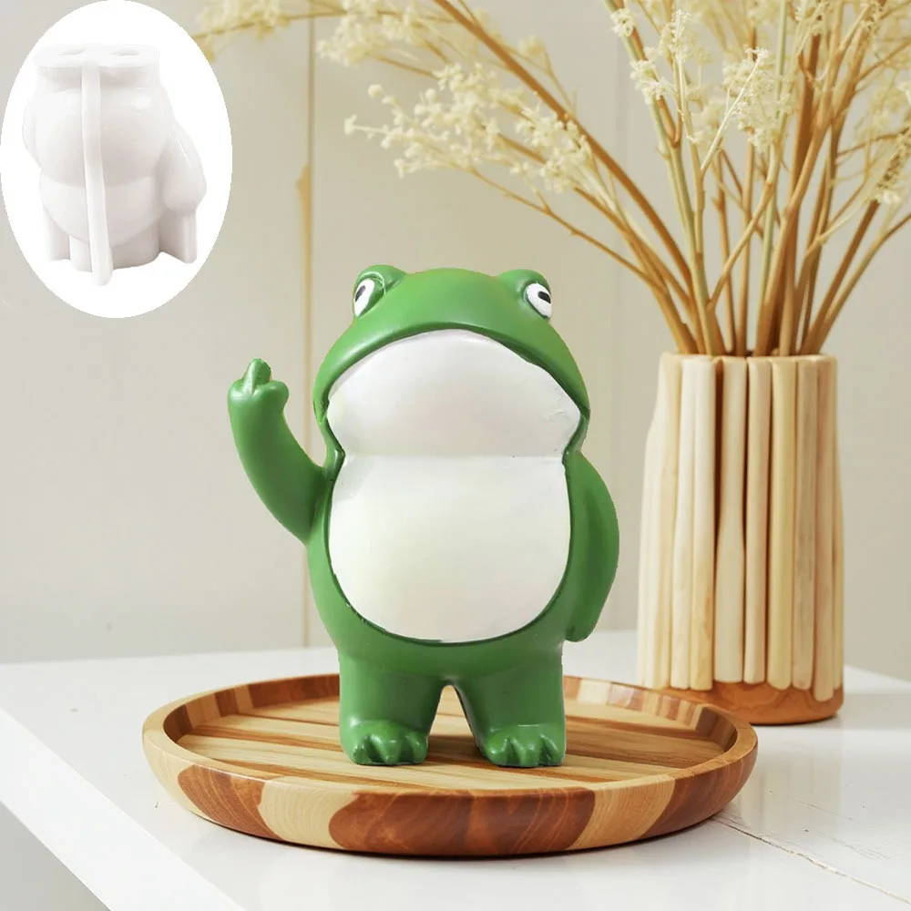 

Cartoon Vertical Middle Finger Frog Silicone Mold Desktop Decoration Garden Decoration Resin Crafts Cute Frog Epoxy Resin Molds
