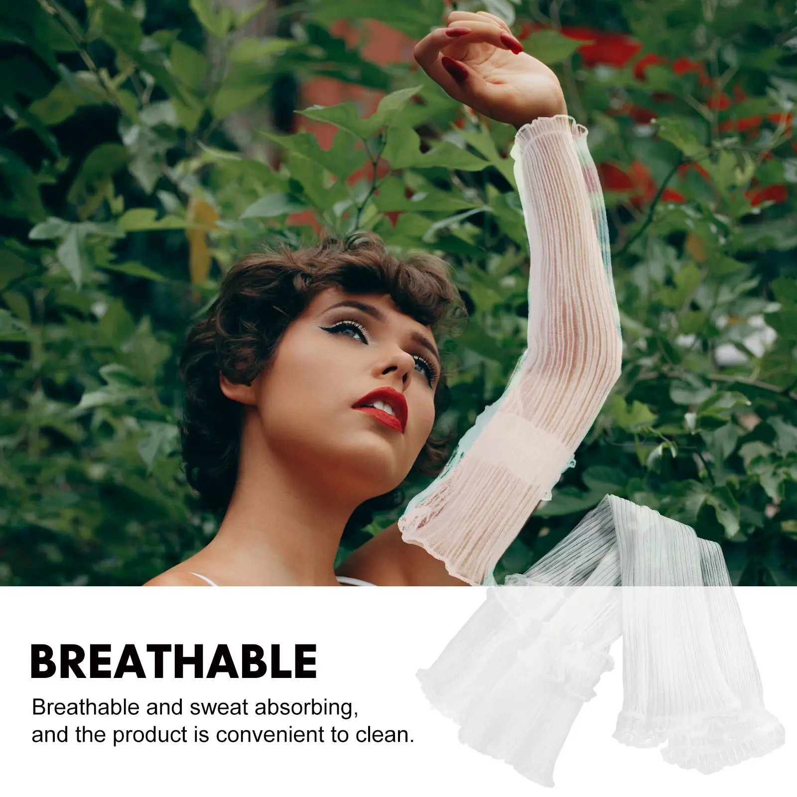 1Pair Arm Cooling Sleeves Sun Protection Ice Silk Fabric Breathable Sweat Absorbent Tidy Sewing for Outdoor Sports Cycling