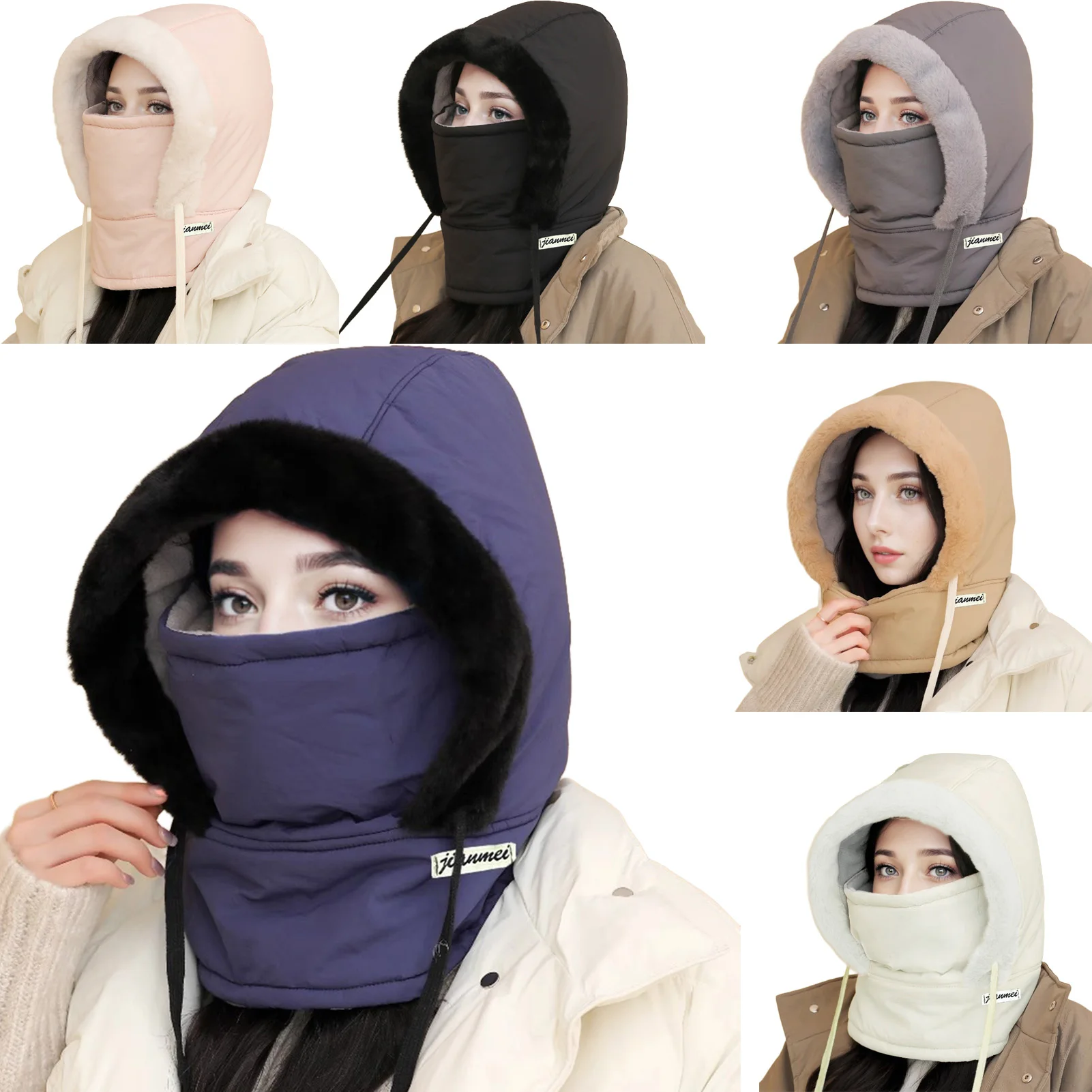 Warm Winter Down Hat Thickened Windproof Cap for Skiing Hiking Outdoor Cold Weather Protection Unisex Fleece Lined Hood