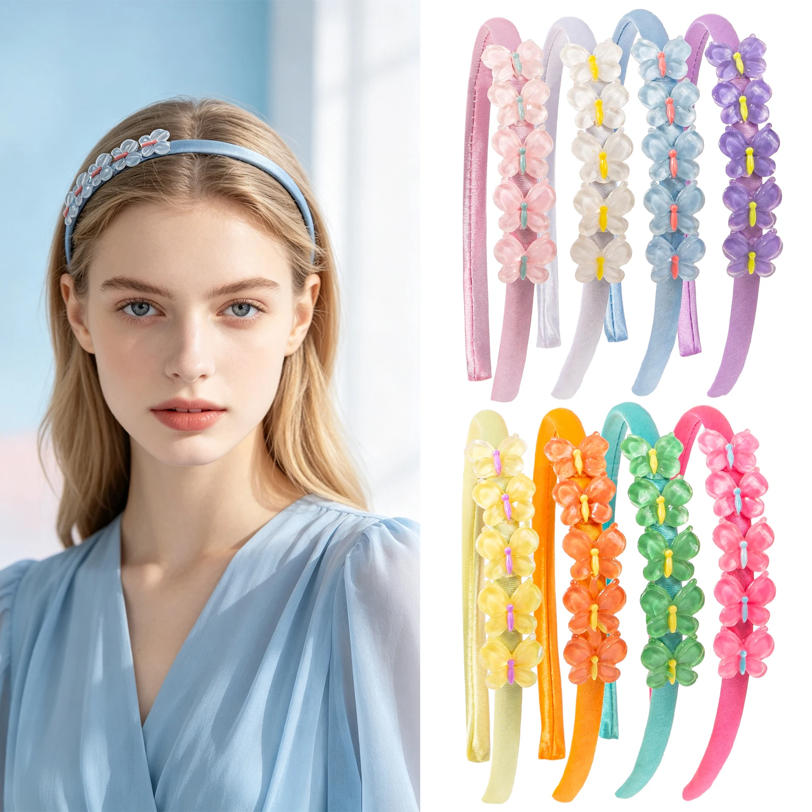1/4/8 pieces, candy colored butterfly headbands, sweet and colorful butterfly headbands for daily party hair accessories.