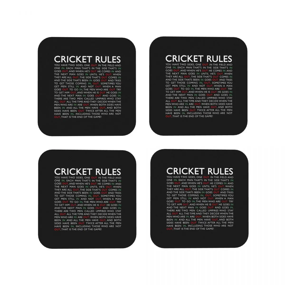 Cricket Rul Coasters Kitchen Placemats Waterproof Insulation Cup Coffee Mats For Decor Home Tableware Pads Set of 4