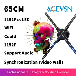 65CM 1152Pcs LED WIFI 3D Máy Chiếu Ánh Sáng Hình Ba Chiều Máy Chiếu Máy Tính Điều Khiển Đèn LED Toàn Phương Quạt Logo Đèn Quảng Cáo Từ Xa người Chơi