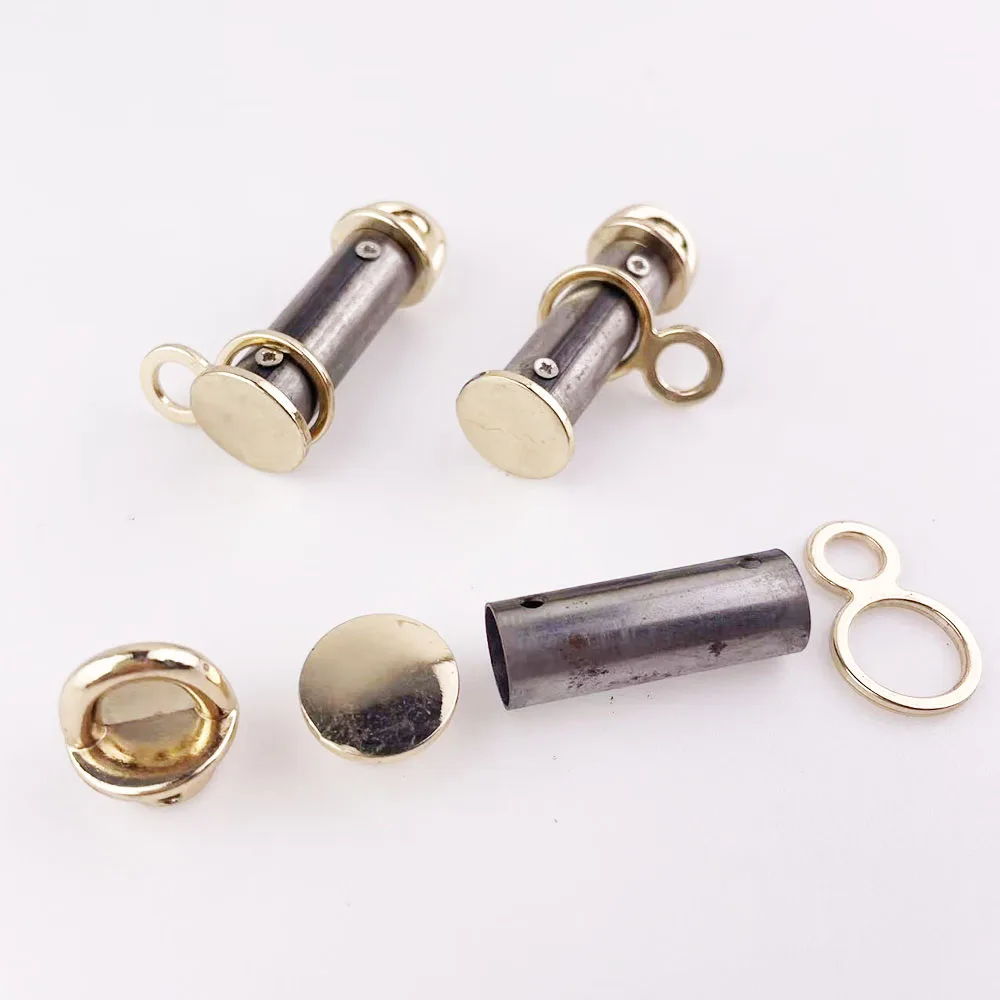 10Pcs Two-tone Metal Cylinder Bag Clasp Bag Hardware with Rings, DIY Craft Suppliers for Handbags Trim Metal Cylinder Lock