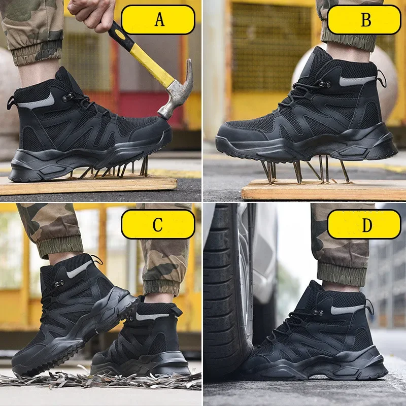 36-48 Plus Size Safety Work Shoes Steel Toe Anti-slip Protective Safety Boots Sneakers Indestructible Outdoor Shoes Unisex