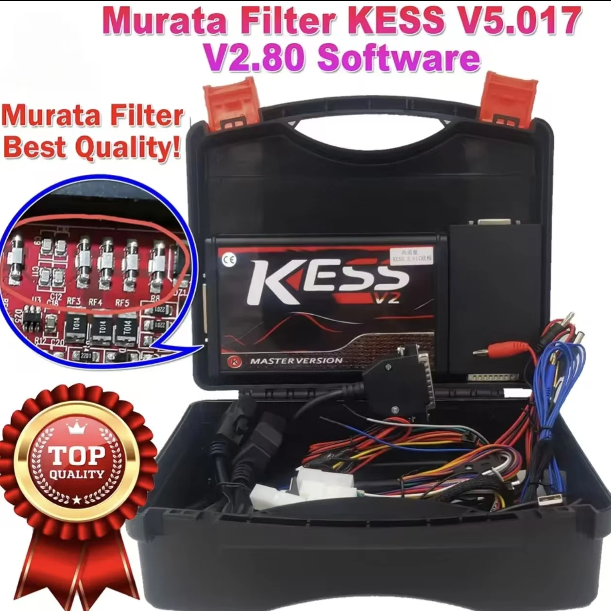 

Online EU Red Murata Filter Kess V2 V2.80 V5.017 & KTAG V7.020 4 LED OBD2 Car Trucks ECU Chip Tuning Kit Unlimited Repair Ki