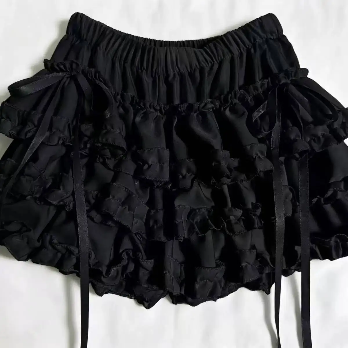 Y2K Sweet Princess Mini Skirt Women Harajuku Lolita Cute Bow Lace Ruffles High Waist Fluffy Cake Skirt Faldas Mujer