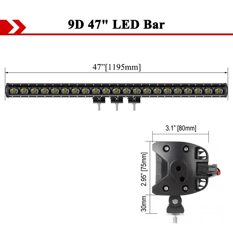 Hoge vermogens 9D Flood Beam LED werklichtbalk Offroad 4x4 LED rijspotlamp Auto SUV Truck ATV Lorry Bus Dak LED verlichting