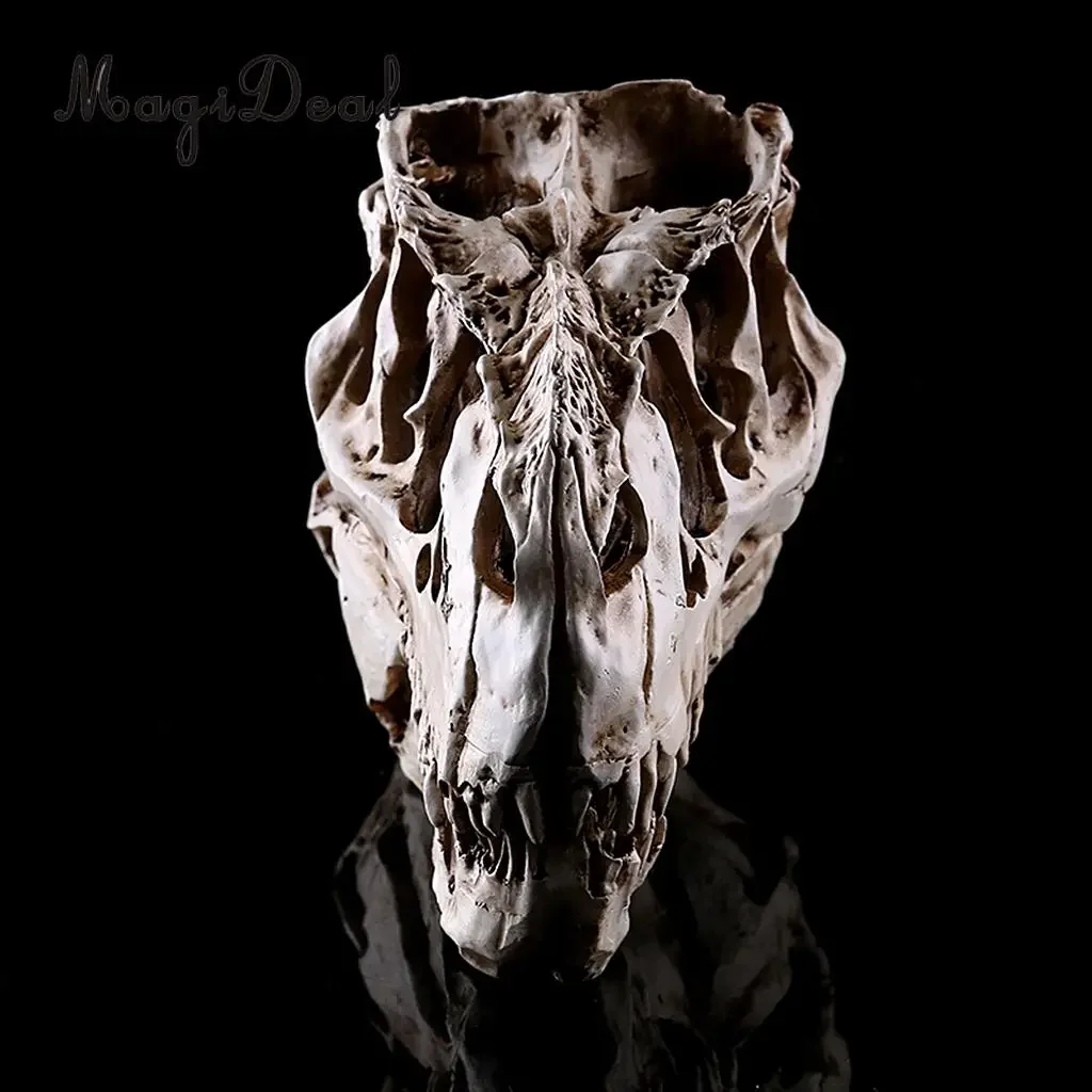 MagiDeal Resin T-rex Skull Replica Skeleton Figurine Collection for Medical teaching Bar Halloween Display Home Decoration