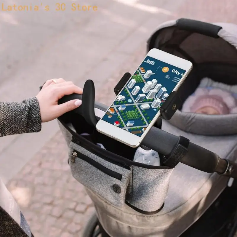 Handyhalterung für Rollstuhl und Kinderwagen mit flexiblem Arm, gepolsterter Klemme und mobilem – Detail 5