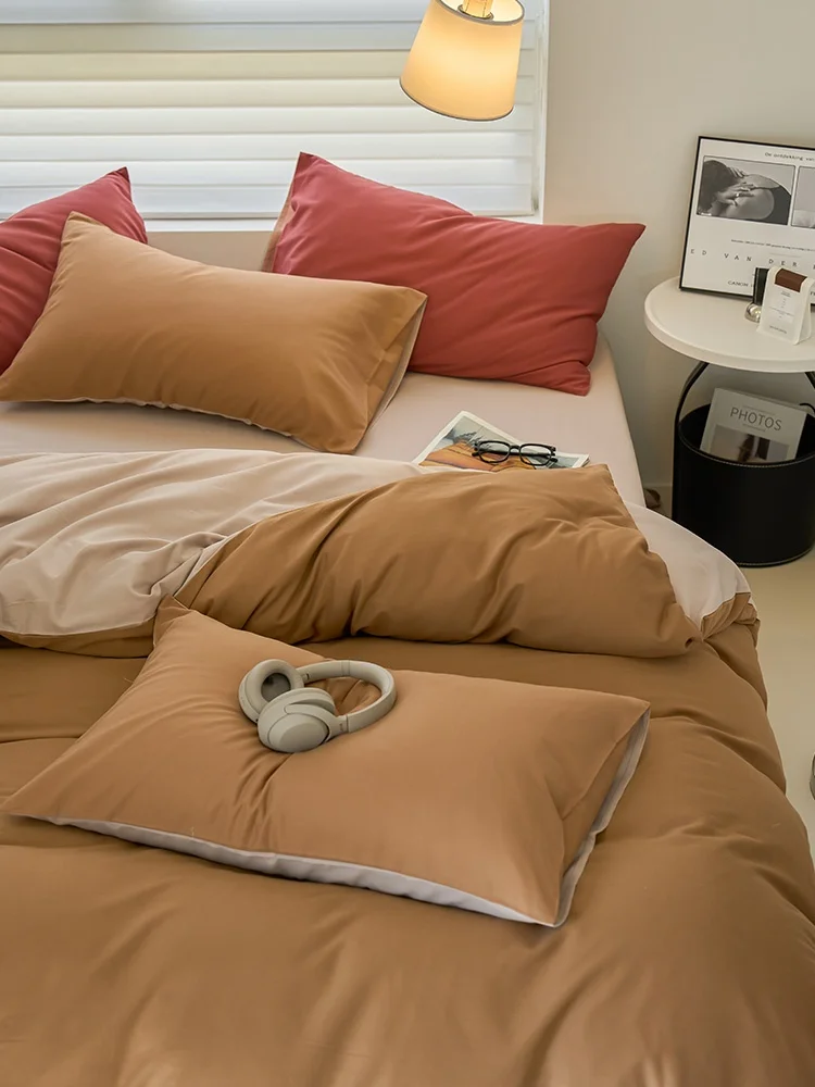 Thickened Pure Cotton Long Velvet Bedding Set Simple Style Winter Warm Quilt Cover Four Piece Set Bedding Accessories