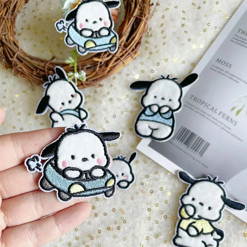 Cartoon Sanrio Figure Patches Self-adhesive Embroidered Pochacco Cloth Sticker DIY Bag Clothes Accessories