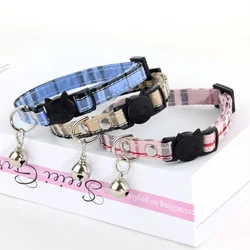 Breakaway Cat Collar Neck Ring Necklace Safety Elastic Adjustable with Bell Pink Blue Khaki Collars For Kitten Cat Accessories