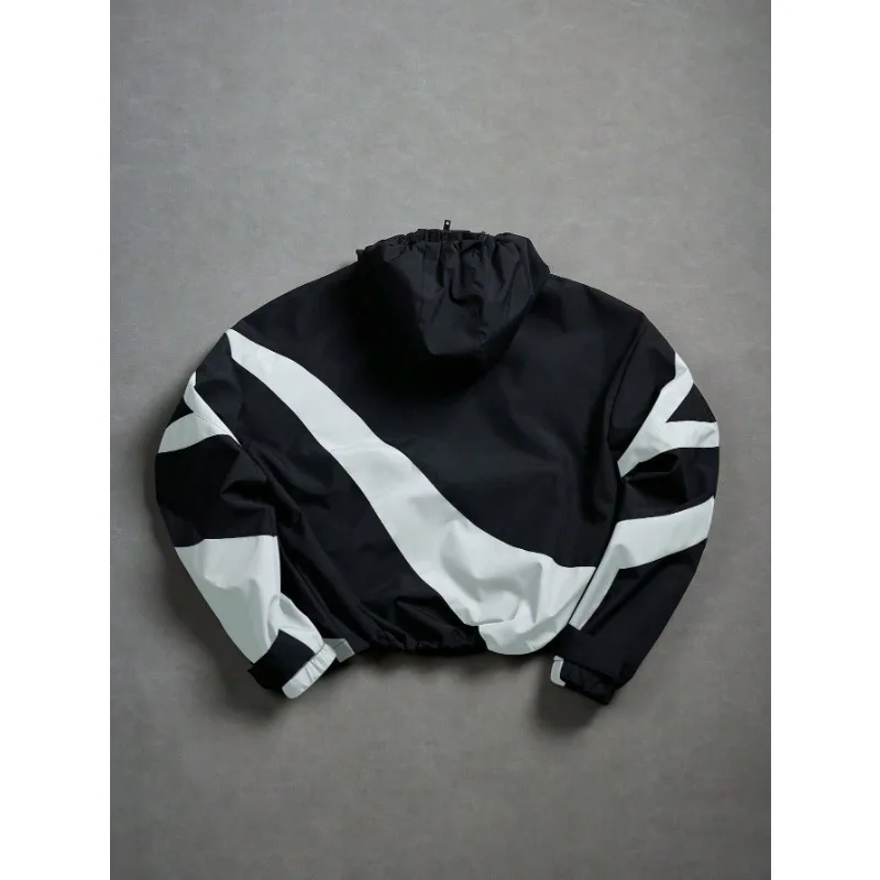 American Style Winter Short Jackets Men Fleece Lined Warm Hooded Coat Man Hip Hop Streetwear Loose Fit Outdoor Windbreaker