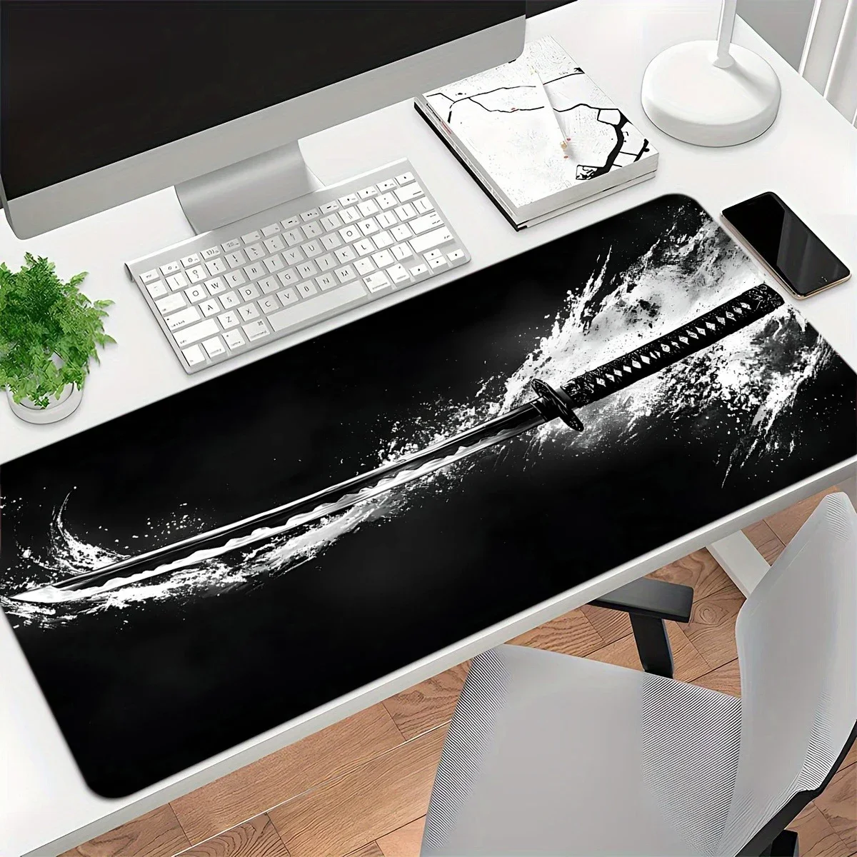 

Japanese Samurai Katana Mouse Pad Aesthetic Gaming Desk Accessories Laptop Accessories 40x90 Keyboard Mat Gamer Extended Rug