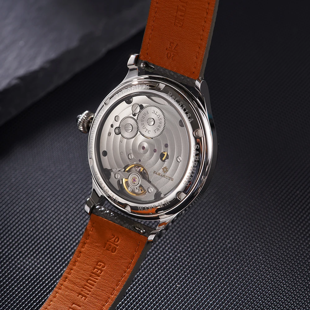 FARASUTE Luxury Men Manual Mechanical Watch Seagull Movement Power Reserve 80 Hours Sapphire Glass Stainless Steel Watch Reloj