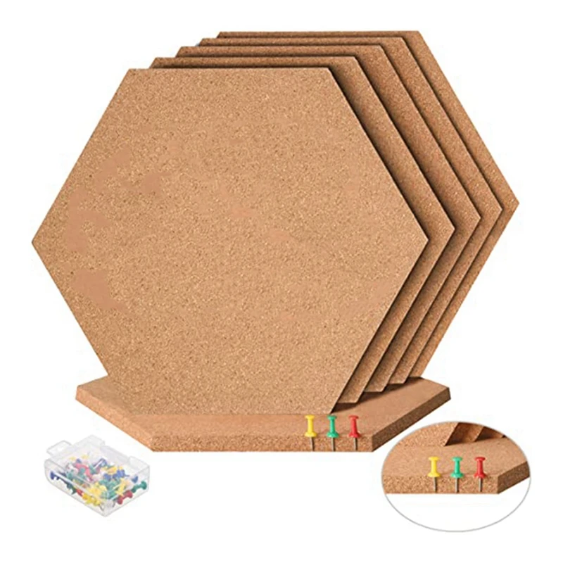 18Pcs Hexagon Cork Board Tiles Self Adhesive Thick Corkboards For Wall Memo Boards Pin Board Decorative Bulletin Board