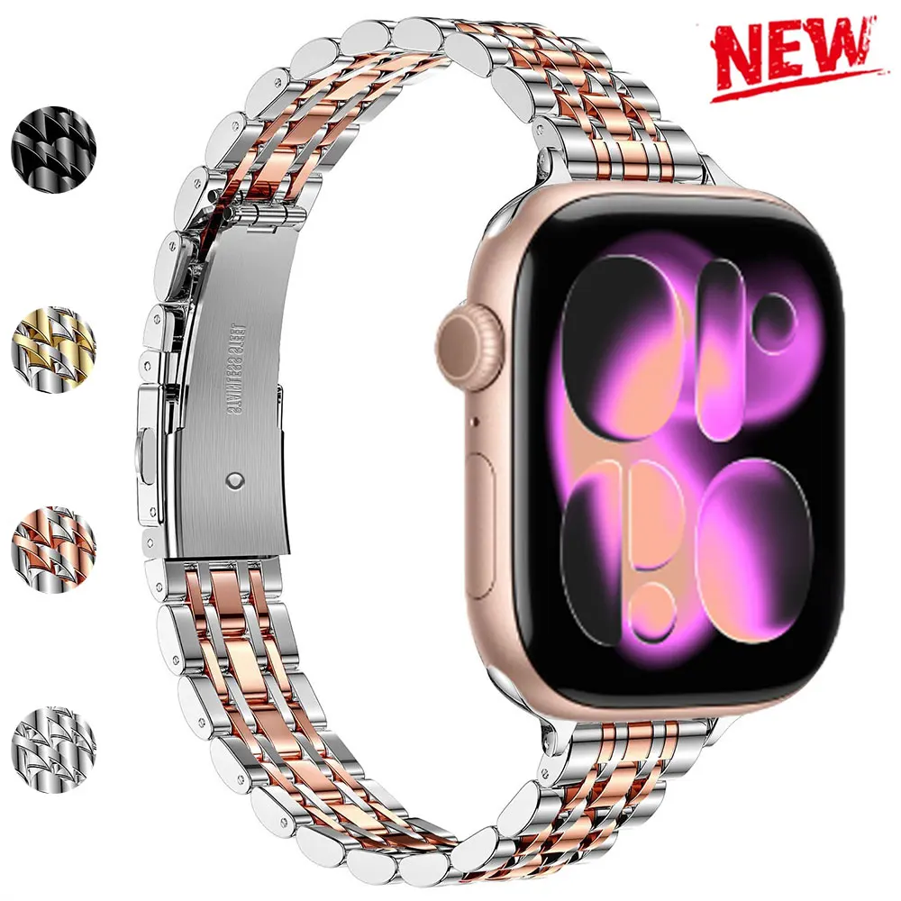 Stainless Steel Band For Apple Watch 10 11 Ultra 49mm 46mm 42mm Strap Metal Correa For Iwatch SE 3 40/41mm 44mm 45mm Bracelet