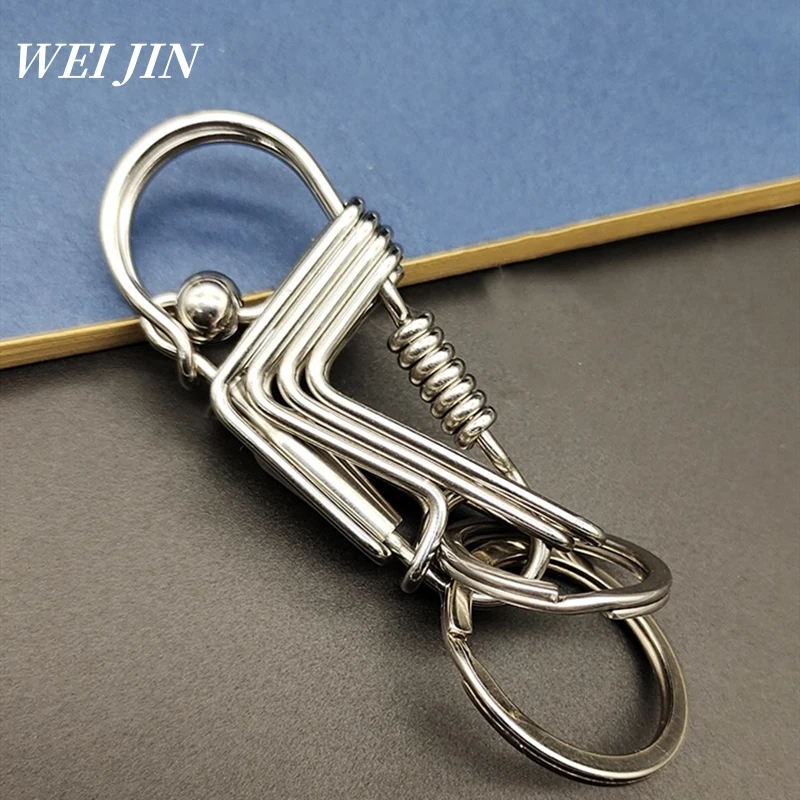 

Stainless Steel Multi Wire Handicraft Keychains ,Engraved Bamboo Matte Car Keyring, Mechanical Style Men Gift Outdoor Trinket