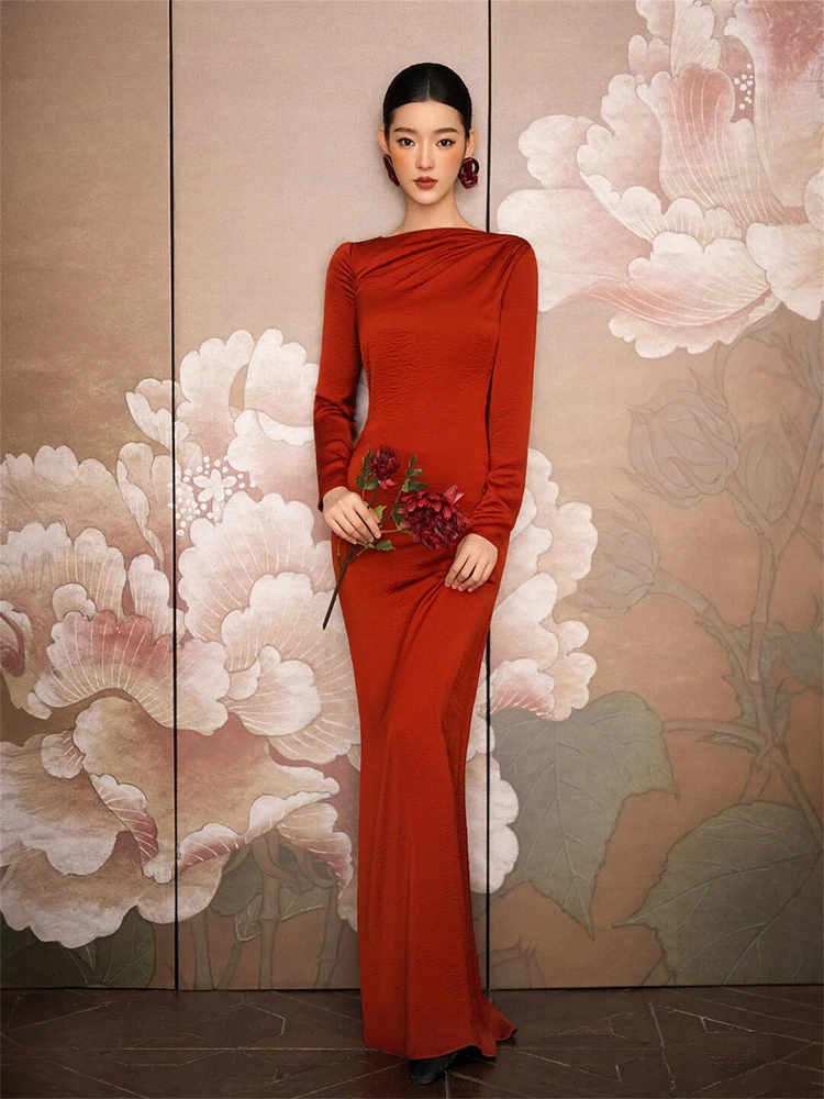 

New Chinese Sle Wedding Photooot Red Dr Small Brides Morning Robe Drinking Ceremony Costume Couple Theme Studio