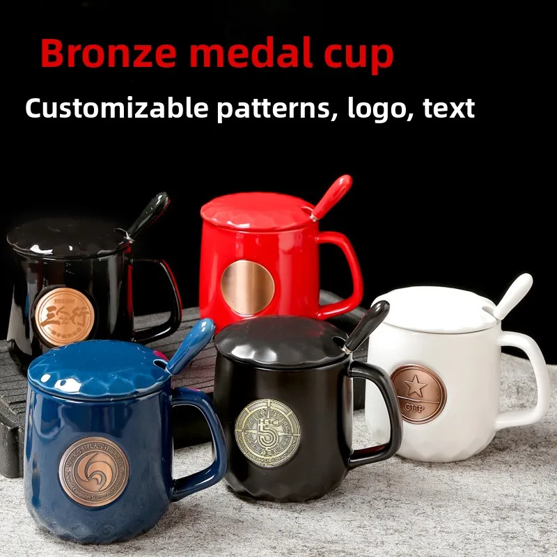 

Simple ceramic coffee cup bronze seal cup milk cup mug