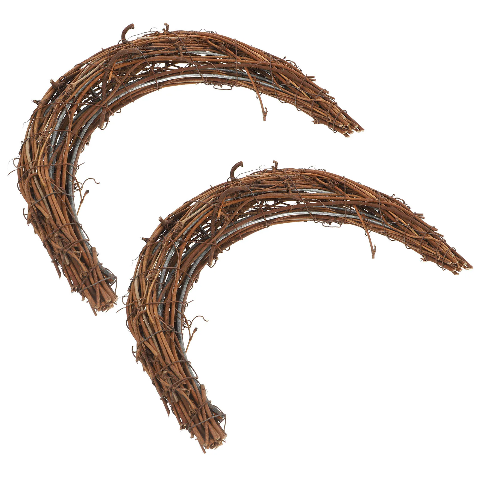 2 قطعة DIY إكليل الروطان دائرة اليد المنسوجة الروطان خواتم ل ريفي نمط المنزل الباب الأمامي ديكور معلق الكرمة فرع إكليل #5