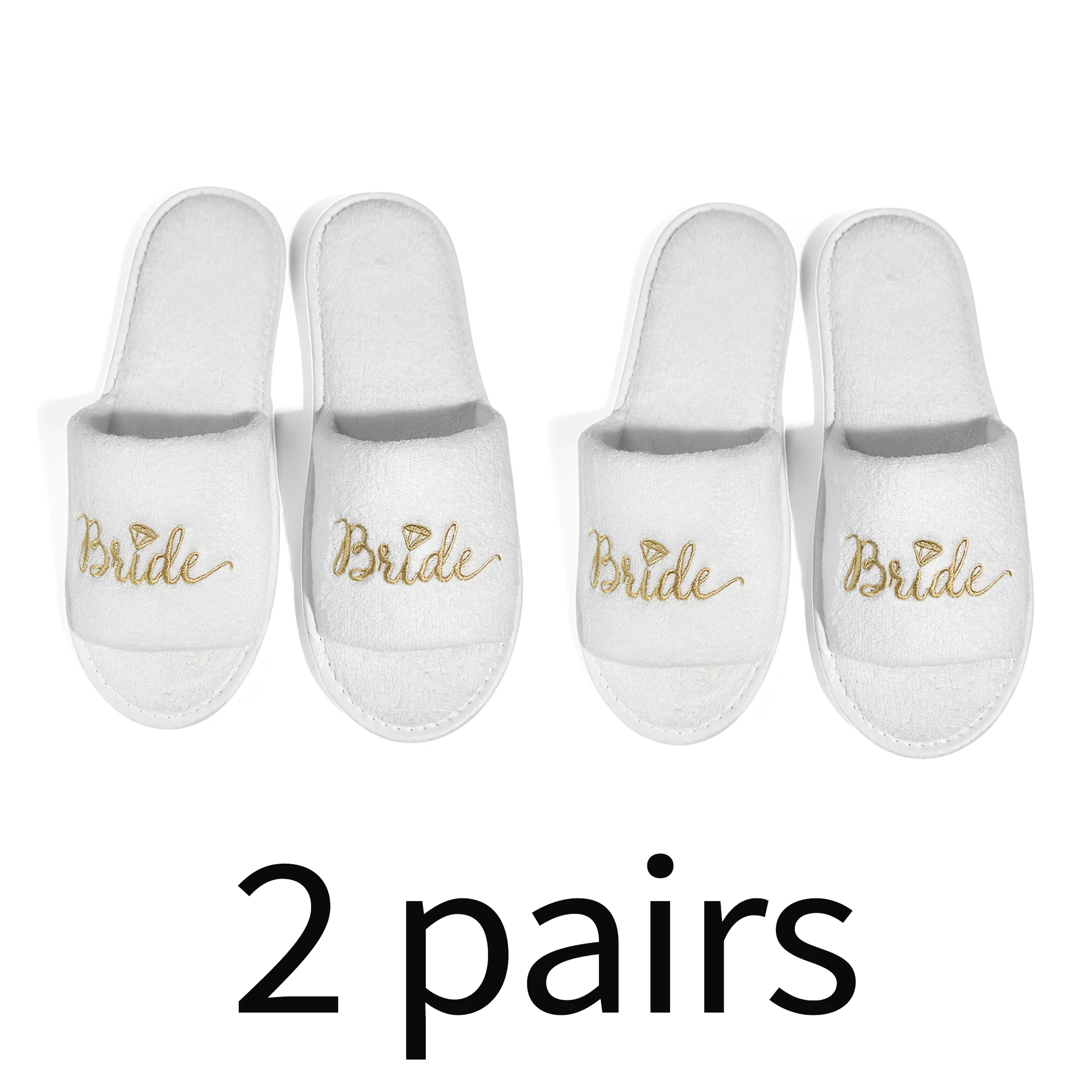 Braut und Brautjungfer, Hochzeit, Party, Gäste, Zuhause, Slip-On-Schuhe, Brautparty-Hausschuhe, offener Zehenbereich mit goldenem, mintgrünem und rosa – Detail 23