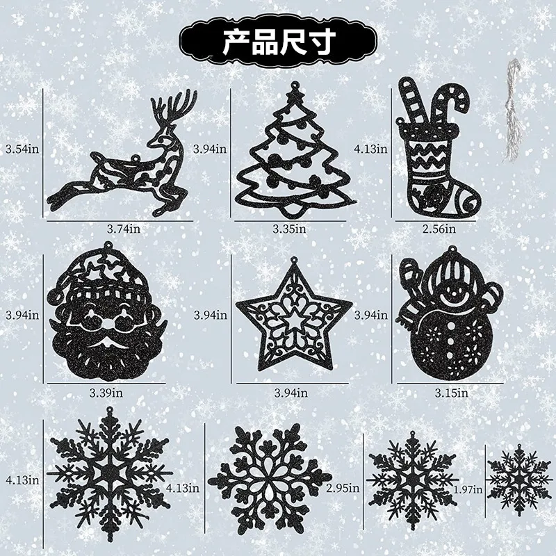 42/20Pcs Christmas Tree Decoration Hanging Ornaments Tree Snowman Reindeer Santa Snowflake Ornaments for New Year Winter Party