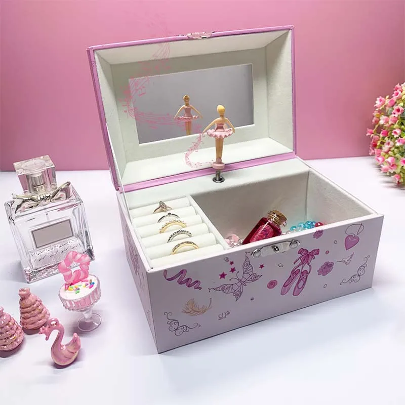 Jewelkeeper Girl's Musical Jewelry Storage Box with Spinning Ballerina Pink Decoration Design Swan Lake Tune Music Box for Gifts