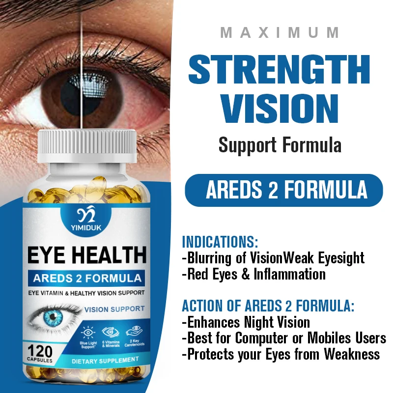 Eye Vitamins with Lutein, Zeaxanthin and Bilberry Extract for Eyestrain, Dry Eyes, and Vision Health Adult Lutein Blend