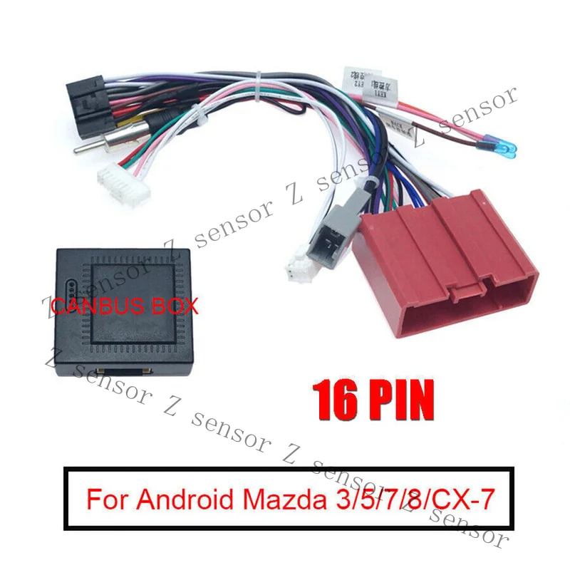RRR+ 16pin Stereo Radio Wiring Harness Connector Cable+Canbus For Mazda 3 5 6 8 CX-7