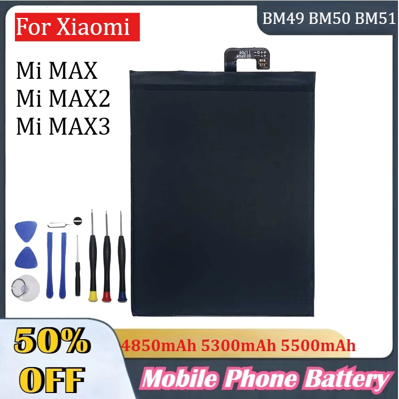 

BM49 BM50 BM51 4850mAh 5300mAh 5500mAh Battery For Xiaomi Mi MAX/Mi MAX2/Mi MAX3 Replacement Bateria Phone Batteries With Tools