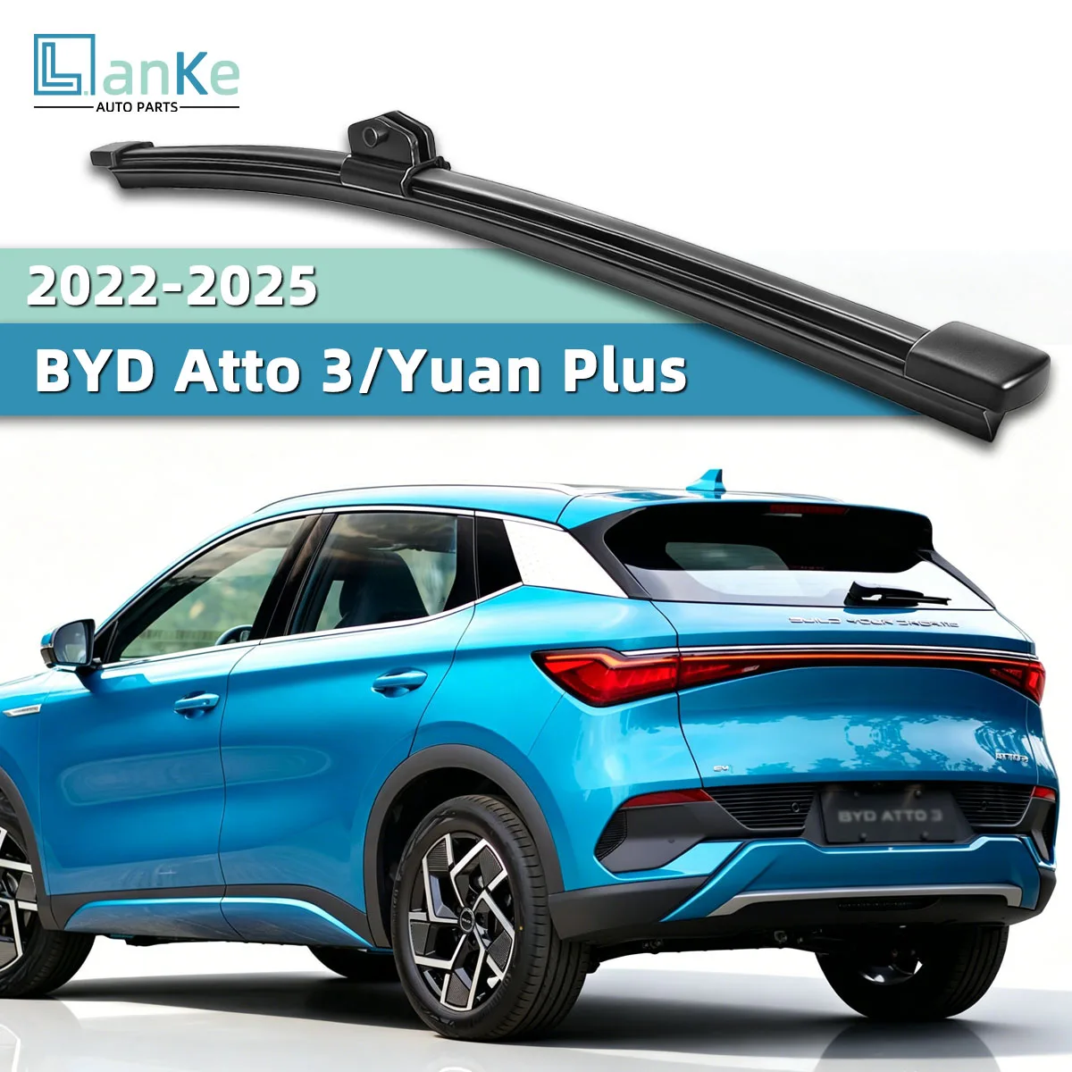 Auto-Heckwischerblatt Passend für BYD Atto 3/Yuan Plus 2022-2025 Heckscheibenwischer Ersatz Ganzjahres-Gummi Autoteile-Set