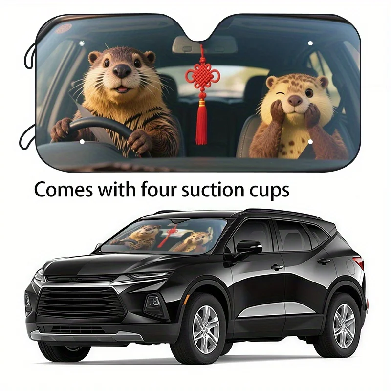 

1pc Fun Car Sunshade With 2 Sizes To Choose, Ideal Holiday Gift For Your Vehicle – Keeps Your Car Cool And Prevents Interior Agi