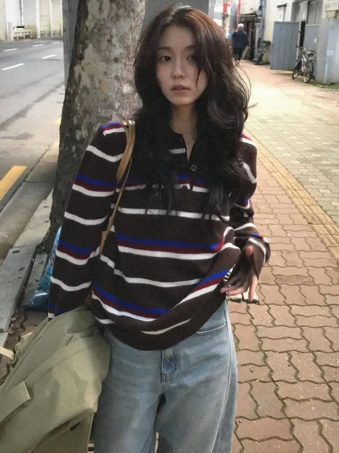 Outono Inverno Casual Listrado Ne Malhas Feminino Preguiçoso Solto Top Overhead Sle Confortável Fit Faionable Listrado Swe...