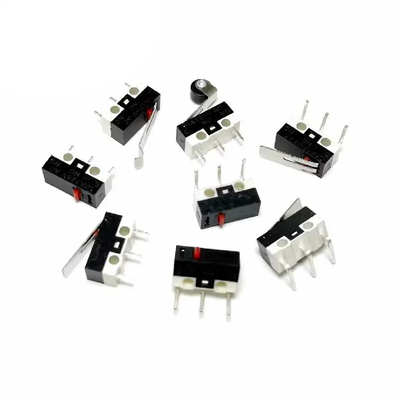 20PCS 3 Pins 1A 125V Mini Micro Limit Switch C NO NC PCB Terminals SPDT Roller Arc lever Snap Action Push Micro Mouse switches