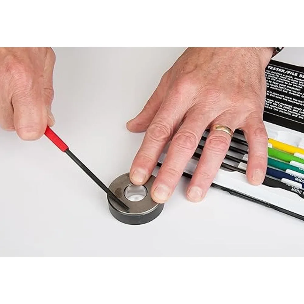 6 Pcs Set Premium Handheld Metal Hardness Tester File - 6 Color-Coded Handles for Easy Portability