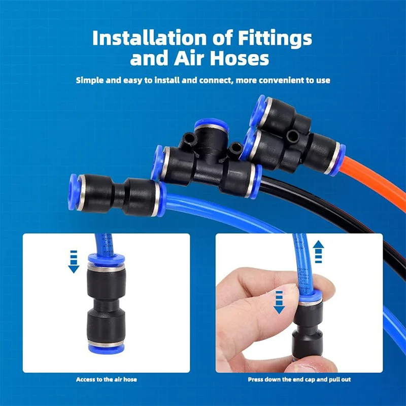 40Pcs/Box 6mm/8mm PU/PY/PE/PL Kit Pneumatic Air Fittings Hose Connector Quick Release Connector