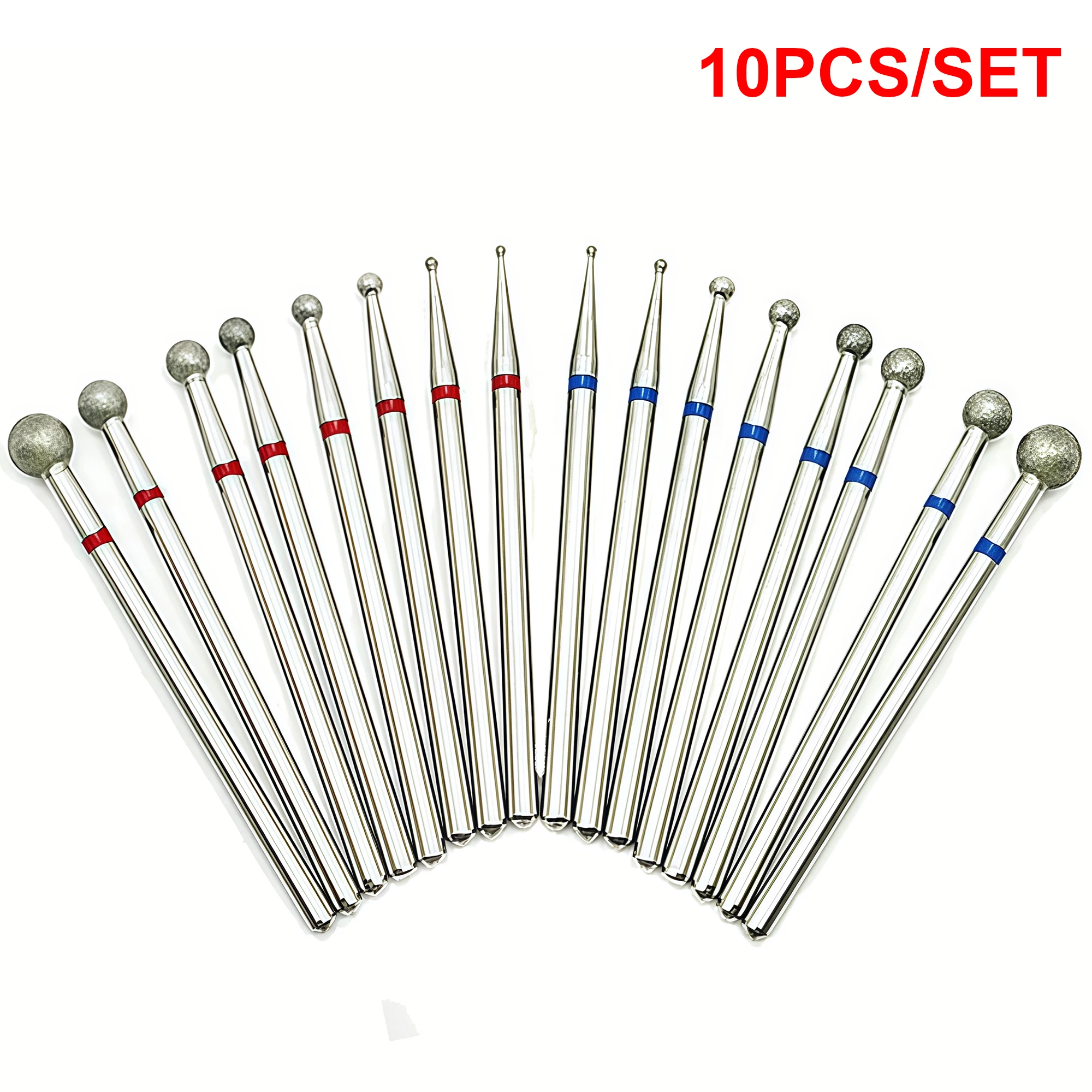 Image of 10 Stück Diamant-Nagelbohrer mit 3/32-Zoll-Schaft, Nagelhautfräser zum Formen und Reinigen der Nagelhaut, Zubehör für Nagelbohrmaschinen, Maniküre