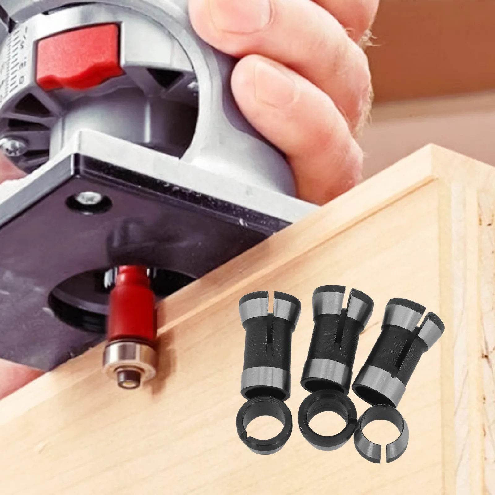 Portabrocas de acero al carbono para máquina cortadora de grabado, enrutador eléctrico, accesorios de carpintería, 8/6, 35/6mm, 6 uds.