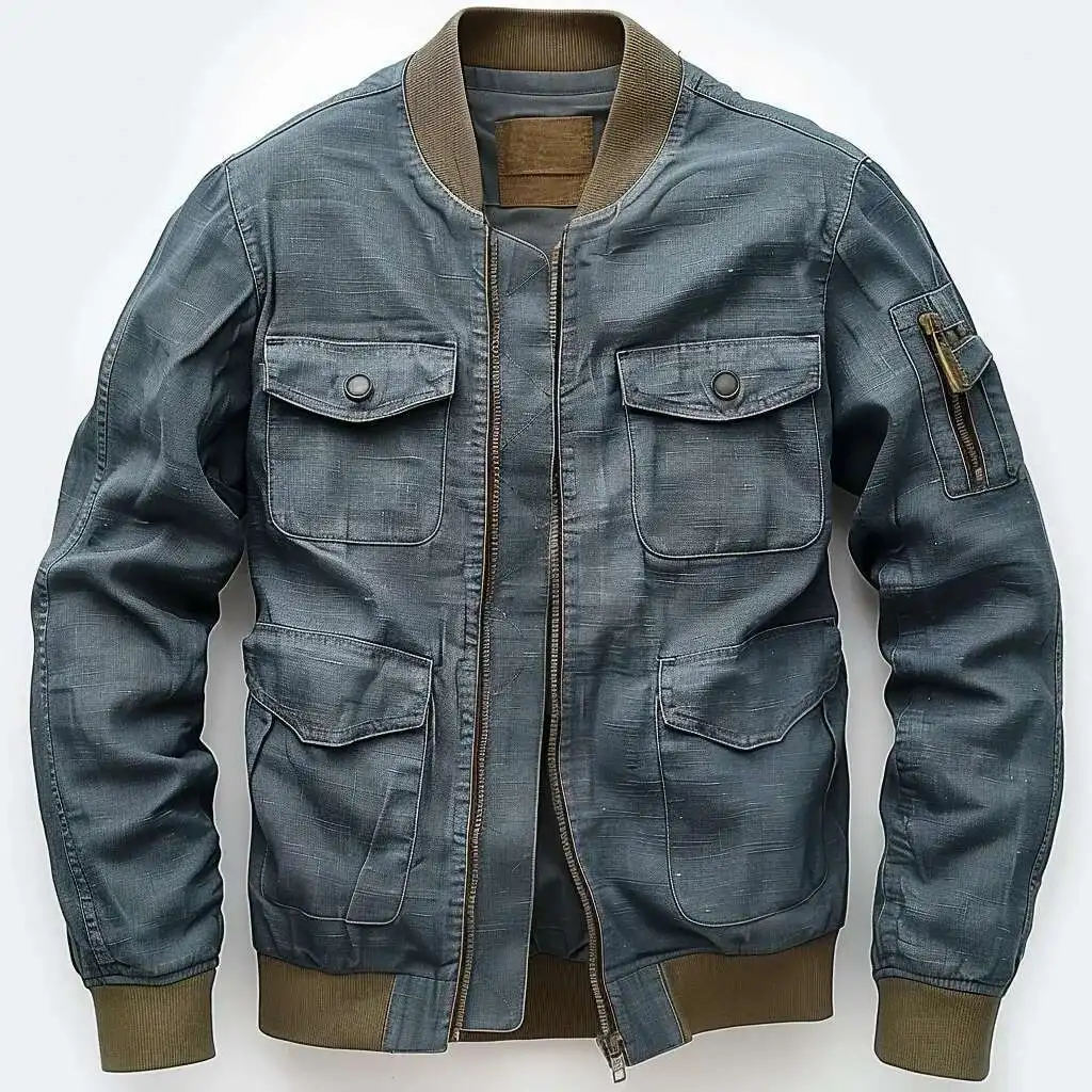 En Bomber Jacket Men Light Weight Blue