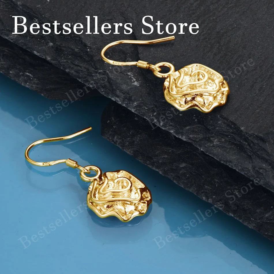 Exquisite 925 Sterling Silver 18K Gold Plated Rose Earrings for Women, Fashionable Wedding Jewelry Accessories