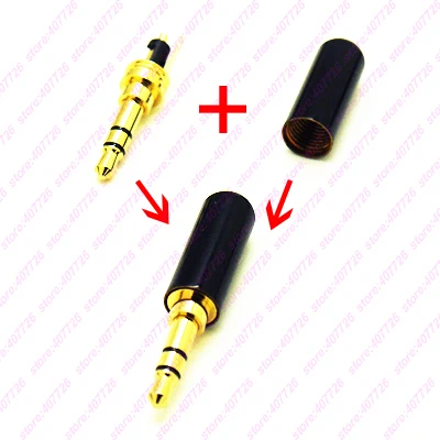 5pcs/lot 3.5mm Audio Jack Female Socket With Switch Metal Mouth Stereo Connector 3.5 jack PJ-306G-1A5K + Golden 3P Male Jack