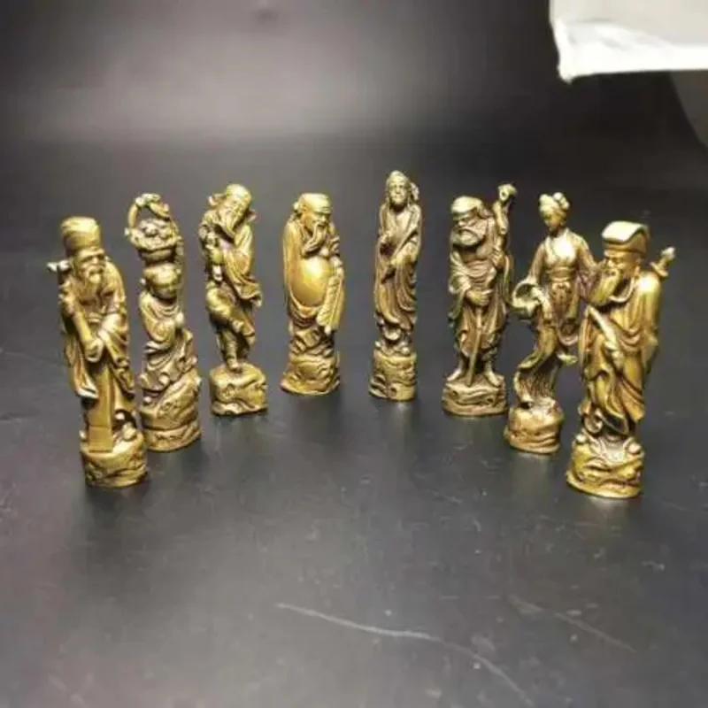 8PCS Chinese Buddha Bronze old copper Eight Immortals (Ba Xian)Brass statue